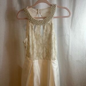 White halter dress with pearl details size 9